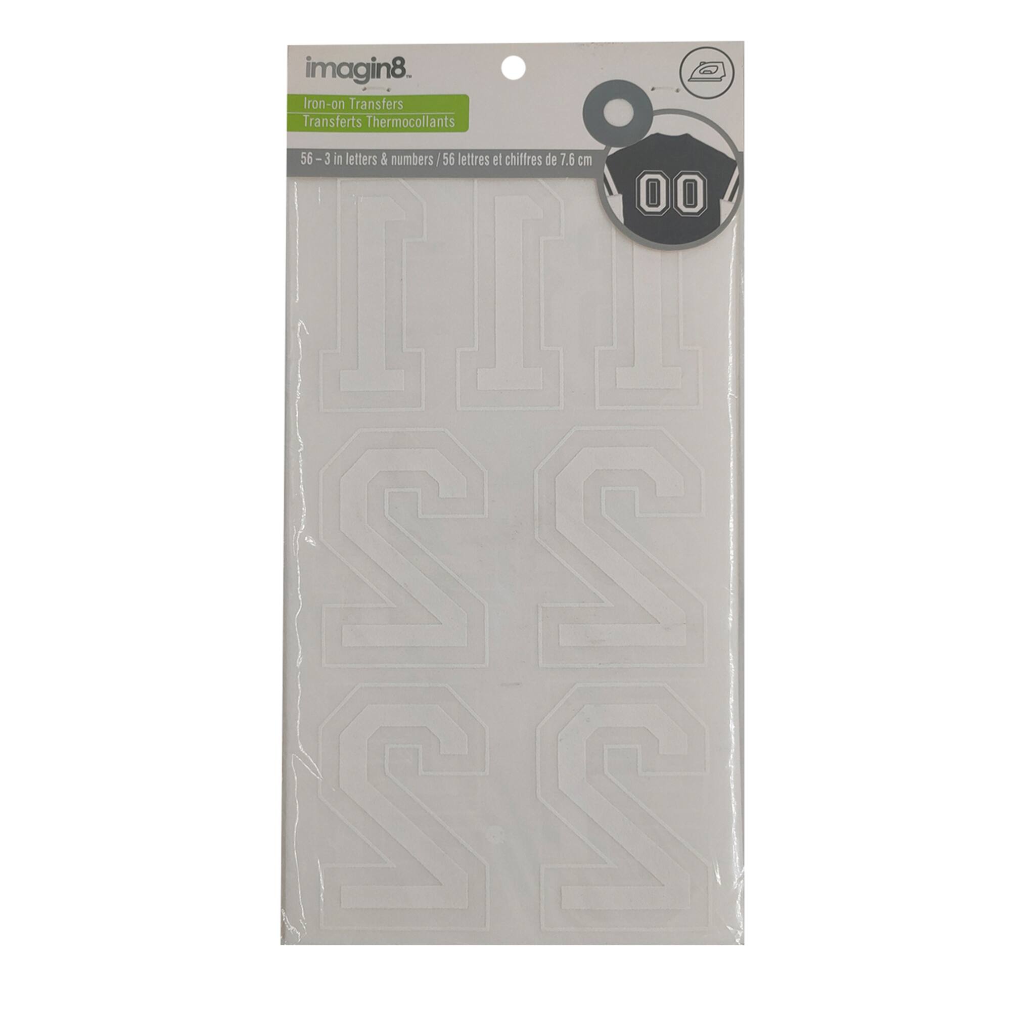 12 Packs: 56 ct. (672 total) 3" Iron-On White Flocked Collegiate Letters by Imagin8™
